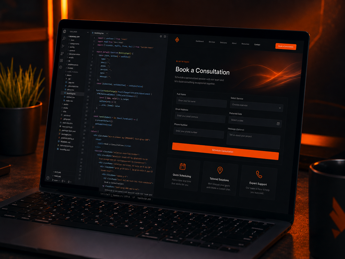 Website on laptop